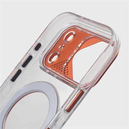 Mecha-style 360° Rotating Magnetic Bracket Case For iPhone 17Pro 17 17 Pro Max For Magsafe Clear Shockproof Stand Holder Cover
