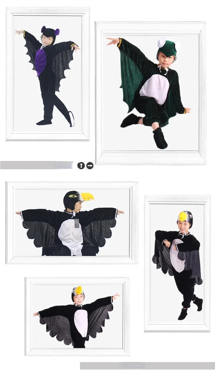 Kids Adults  Animal Bird Oriole Parrot Swallow Eagle Woodpecker Cosplay  Fancy Dress Jumpsuit Costume Gifts Set Halloween