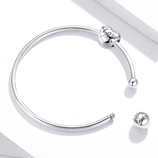Bracelet jonc en argent sterling 925 avec perles filetées pour breloques originales, accessoires de bijoux à faire soi-même SCB198