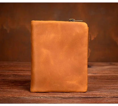 Original vegetable tanned cowhide short wallet, retro top layer cowhide wallet, handmade genuine leather multifunctional wallet