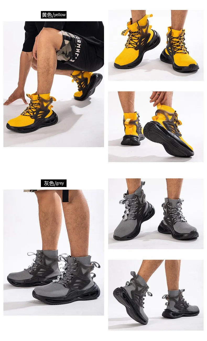 European Plus Size 50 Newest Design Men Wrok Safety Boots Anti-smash Steel Toe Cap Indestructible Construction Industry Shoes