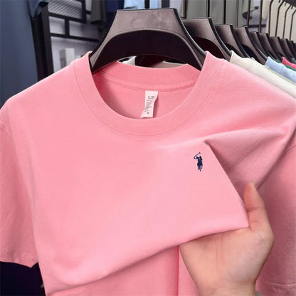 100% cotton high-end short sleeve T-shirt summer designer brand pony embroidery round neck top fashion casual golf men's wear