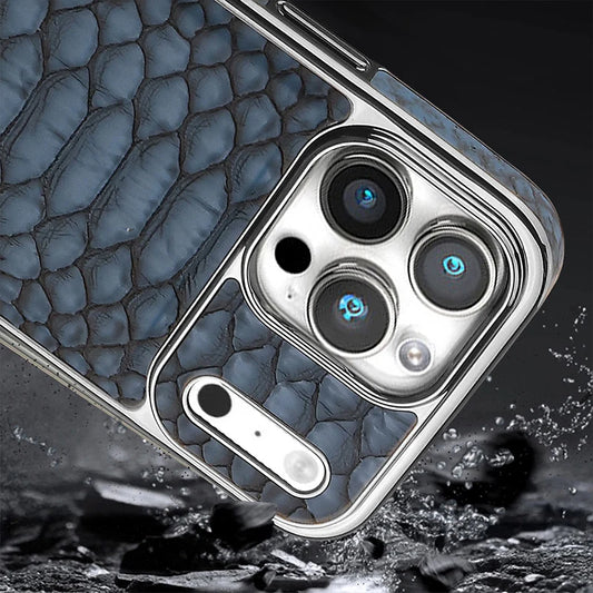 Luxurious And Stylish Snake Patterned Leather Phone Case, For IPhone 17 16 15 Pro Max 17Air Protective Case, With Flannel Lining
