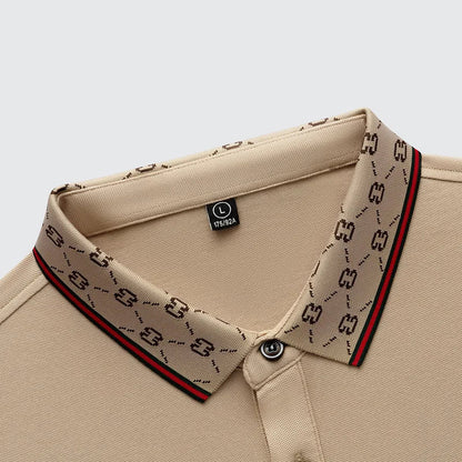 Men's short sleeved summer polo shirt high-end design exquisite smooth silk breathable wrinkle resistant hot selling T-shirt