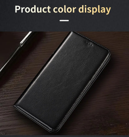 Crazy Horse Genuine Leather Flip Case For Apple iPhone 12 13 14 15 16 16e 17 Pro Max Plus Mini Air Phone Cover Card Cases