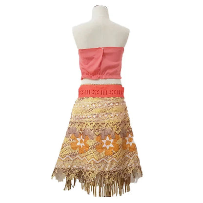Disney Ocean Adventure Adult Kids Role Playing Vaiana Moana Princess Costume Dress Moana Necklace Pig Girls Mom Party Halloween