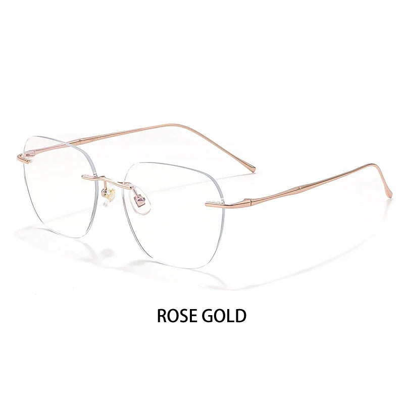 Ultra-light Titanium Rimless Myopia Frames Unisex Simple Square Read Frames Glasses Customized Prescription Glasses F0623