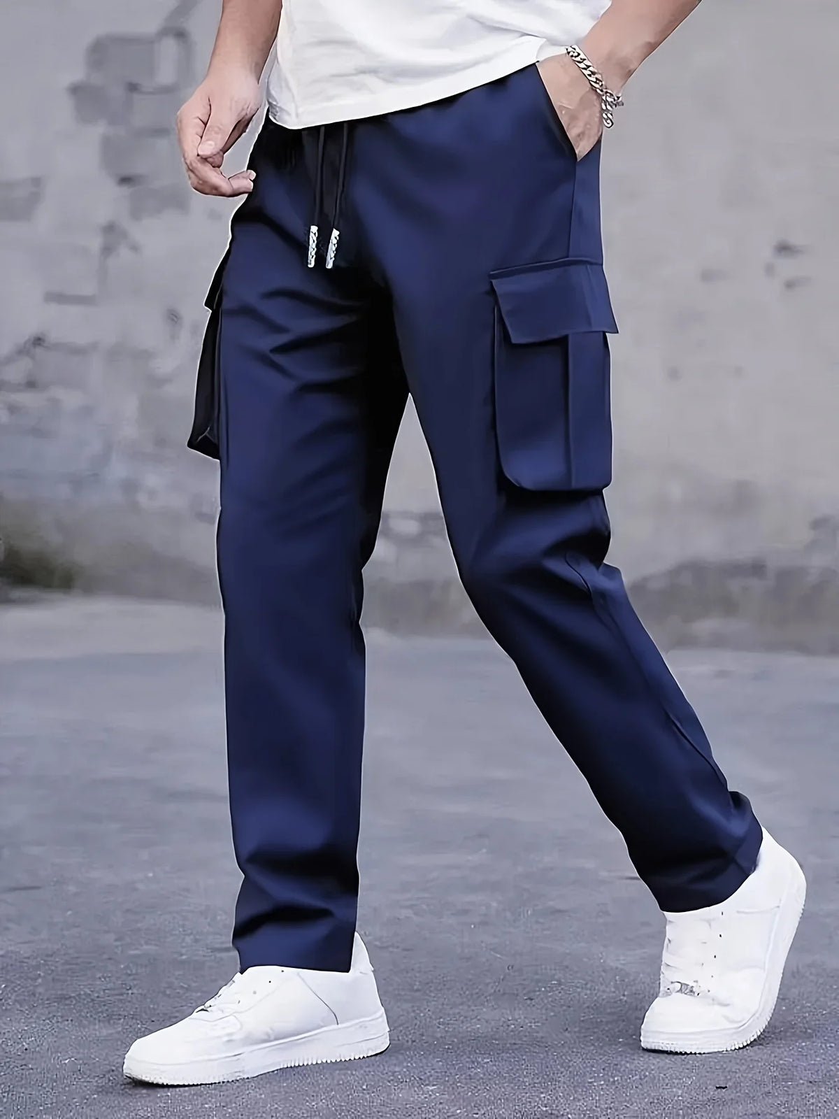 2026 Amazon Summer New Men's Work Pants European and American Independent Station Drawstring Multi Pocket Casual Pants