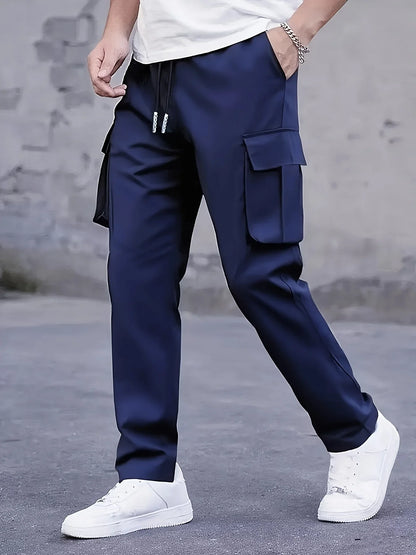 2026 Amazon Summer New Men's Work Pants European and American Independent Station Drawstring Multi Pocket Casual Pants