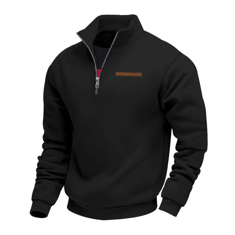 American autumn and winter heavy fleece long-sleeved men's sweater half zipper loose stand-up collar pullover men's sweater