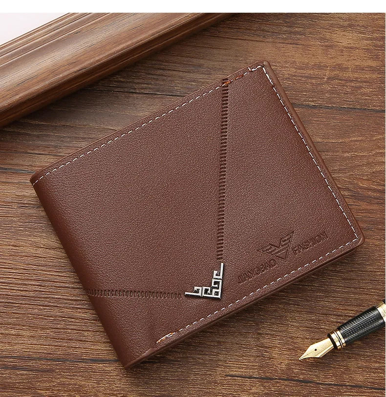 Portefeuille en cuir fin pour homme, blocage RFID, pliable, porte-cartes de crédit minimaliste, pince à billets