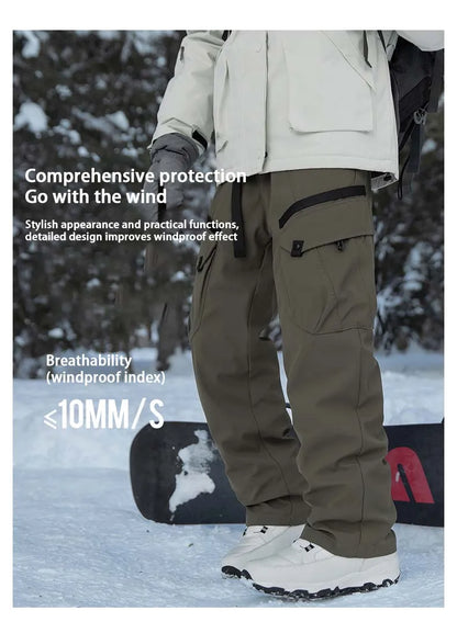 Winter Three-Tn-One Down Hiking Pants Men Windproof Waterproof Antifouling 90 White Duck Down Removable Liner Outdoor Sport Pant