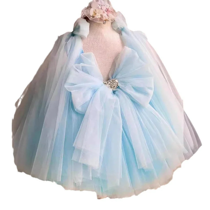 Girls' New Butterfly Flower First Birthday Dress Lolita Princess Dress