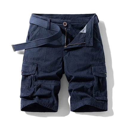 Men's Casual Washed Cotton Cargo Shorts Multi-Pocket Durable Knee-Length Work Shorts Pantaloncini Uomo Camouflage Roupas Hombre