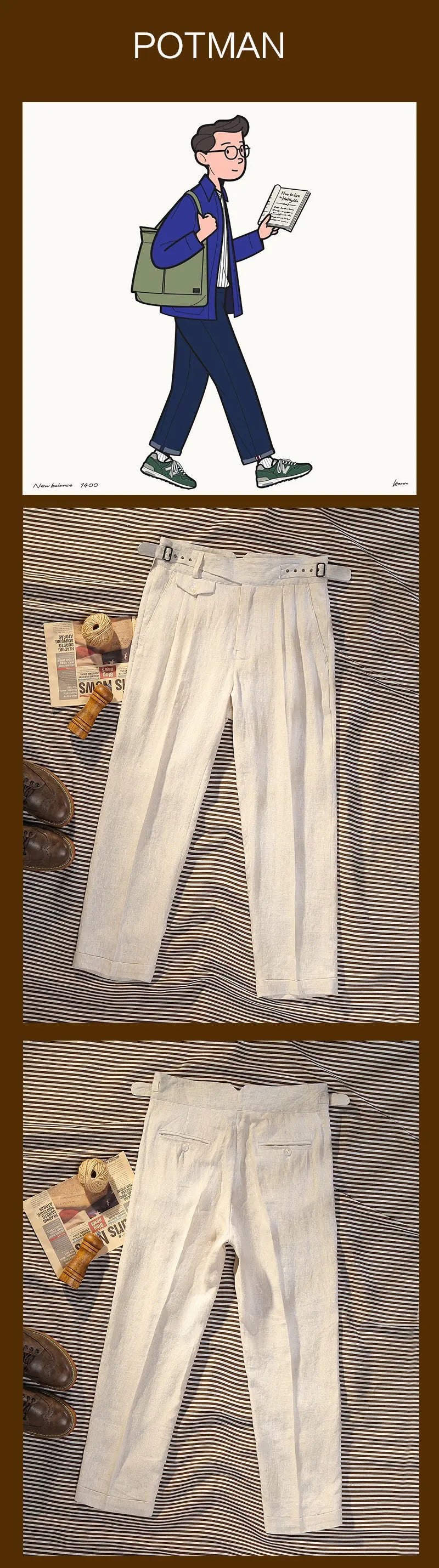 Summer Thin Pure Linen Fabric Goulger Casual Pants Men's Tapered Slim Nine-Minute Pants Can Be Customized