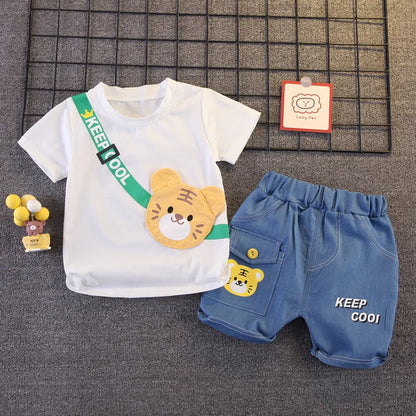 0-5Years New Baby Boys Girls Summer Clothes Sets Kids Cartoon Cotton T Shirt Shorts 2pcs/sets Children Clothing Tracksuits Set
