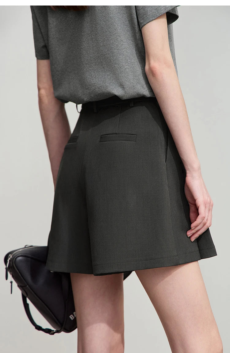 Minimalist Casual Shorts For Women 2025 Autumn Preppy Style Loose Black Shorts Office Lady Luxury Shorts Daily 12523085