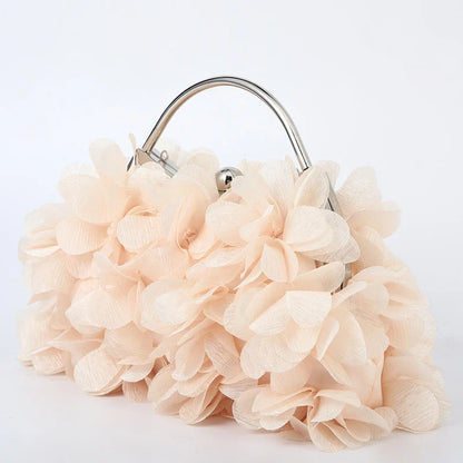 Flower Evening Clutch Purse Sweet Style Floral Wedding Romantic Bridal Handbag Metal Handle Banquet Dinner Dress Bags with Chain