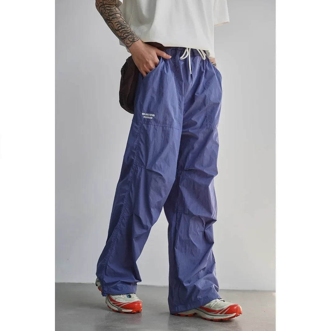 Men's Summer Outdoor Quick Dry Pants Loose Straight Leg Joggers Casual Hiking Trousers Unisex Breathable Streetwear Asian Size
