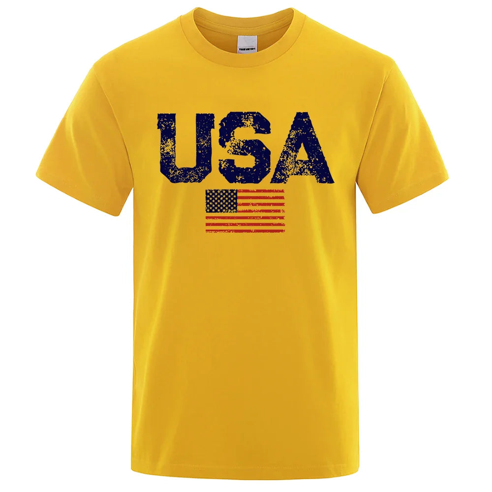 Vintage Usa Flag Street Print Male T Shirts Hip Hop Street Tshirt Summer Casual Cotton Tops large size Breathable Tee Clothes