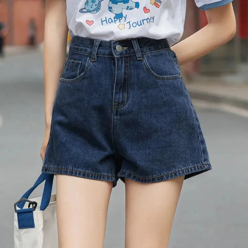 Lucyever Wide Leg Denim Shorts Women Casual High Waist Loose Straight Shorts Woman 2025 Spring Summer Classic Button Jean Shorts