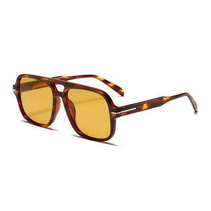 Double Bridge Square Aviator Sunglasses - UV400 Vintage Pilot Style, Retro Classic Sun Glasses for Men Women Unisex