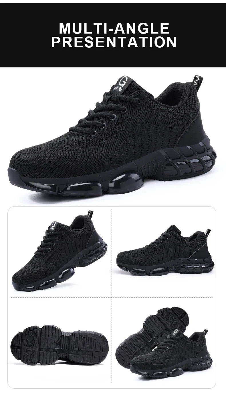 Steel Toe Shoes for Men Lightweight Work Shoes Air Cushioned Sneakers Indestructible Construction Industrial Work Safety Sneaker
