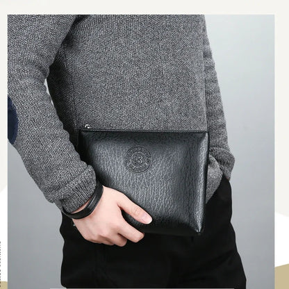 Nouvelle Pochette pour Homme Style Business Grand Portefeuille en Cuir PU Souple Homme avec Dragonne Sac Élégant Décontracté et Tendance Sac à Main Pochette Homme