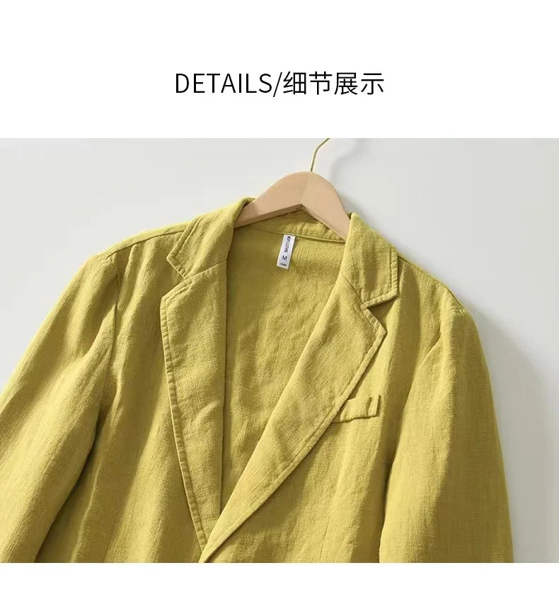 Men's Casual Suit Single-layer Jacket Solid Color Cotton And Linen Casual Fashion Men's Top