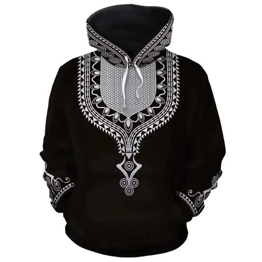 African Ethnic Tribes Unique Graphic Hoodie For Men Ethnic Printed Clothing Hooded Coat Loose Harajuku Street Vintage Hoodies