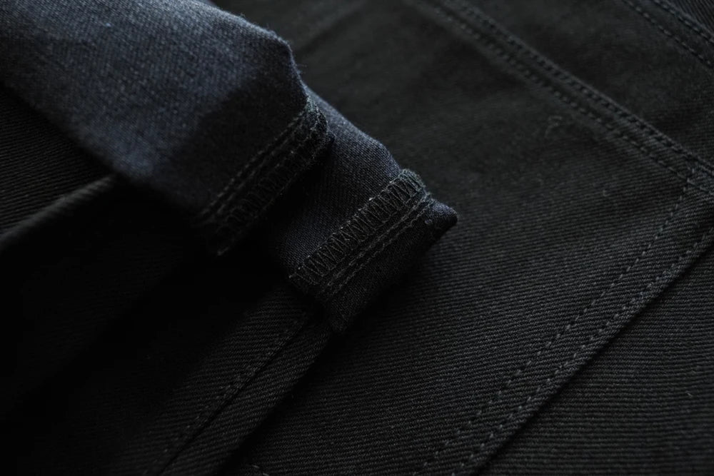 Mens Jeans Black Jeans Double-sided Dyeing Sanforized Selvedge Denim Jeans  16 Oz Regular Fit