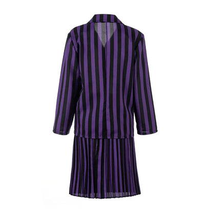 Girls Costumes Kids Black Striped Uniform Suit Birthday Party Halloween Cosplay Dresses For Kids
