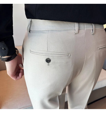 2024 Spring Autumn Fashion Business Casual Pants Men's Straight Leg Slim Fit Suit Pants Formal Office Social Wedding Dress Pants