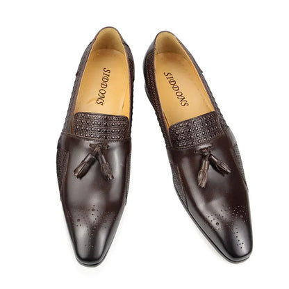 New Leather Casual Shoes Mens Summer One-Step Loafers Dress Wedding Leather Luxury Groom Wedding Men Italian Style Oxford Shoes