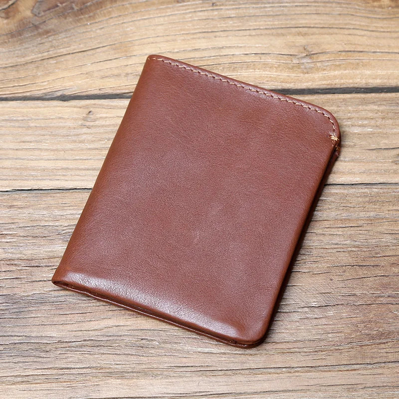 Leather Men's Wallet Credit Card Bag Mini Wallet Top Cowhide Coin Wallet Women's Wallet Thin Wallet Vertical Photo Wallet
