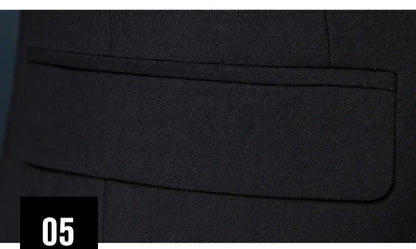 US Size Men Lapel Black Collar 3 Pcs Suit Set Coat Vest Trousers / Business Groom Wedding Dress Fprmal Blazer Pants Waistcoat