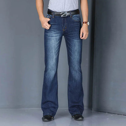 Denim Flared Jeans Men  Boot Cut Denim Pants Comfortable Slightly Slim Classic Loose Casual Blue Black Trousers For Male Bootcut