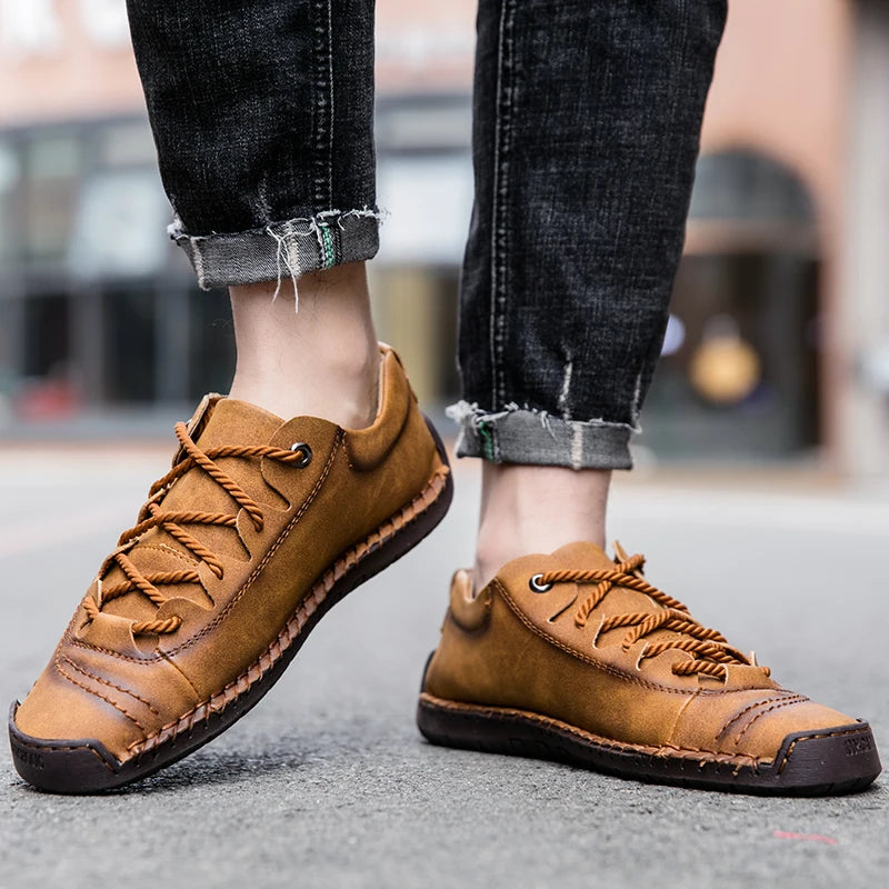 New Large-Sized 100% Cowhide Men's Boots Fashionable Casual Thick-Soled Breathable Men's Leather Shoes Outdoor Sports Chelsea