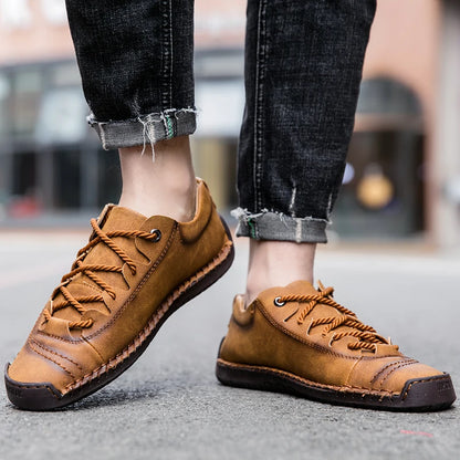 New Large-Sized 100% Cowhide Men's Boots Fashionable Casual Thick-Soled Breathable Men's Leather Shoes Outdoor Sports Chelsea