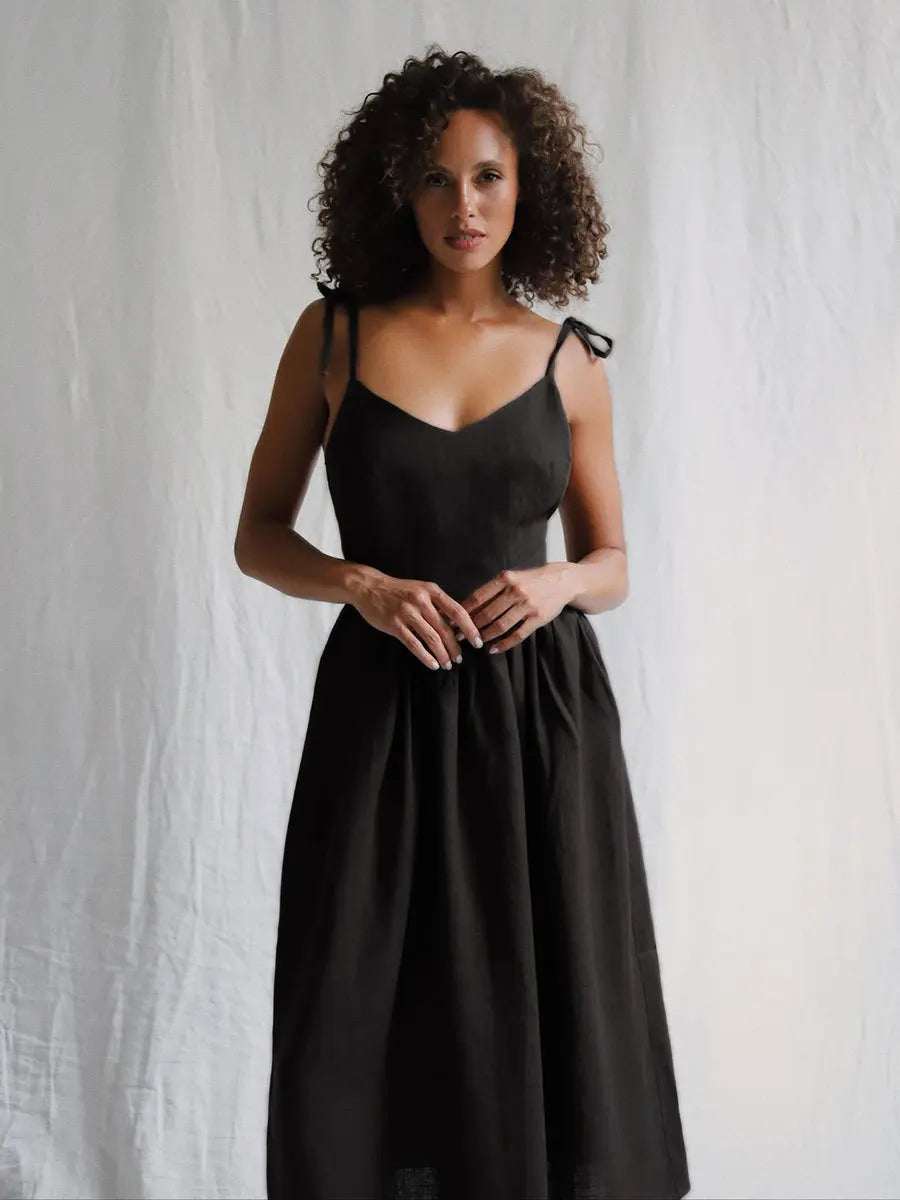Spring Summer Beach Style Women Dress Vintage Loose A-line Sling Dress Sexy Hot Girl 100% Cotton V-neck Dress