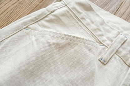 Mens Jeans Selvedge Denim White Jeans Regular Fit hight Rise  14 Oz One Wash
