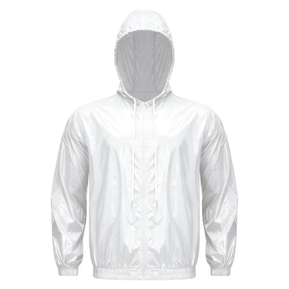Mens Waterproof Hooded Jacket Tops Breathable Raincoat Waterproof Windproof Outdoor Biking Fishing Jacket Hood Outerwear