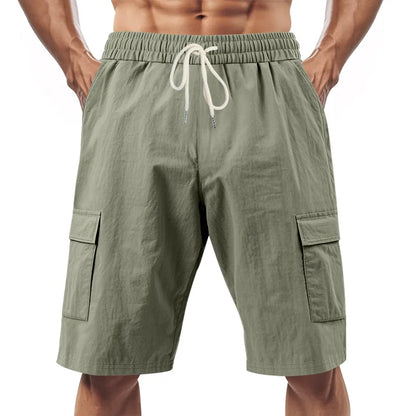Casual Shorts Men Pants Men Sweatpants Joggers Fitness Clothing Multi-Pocket Work Shorts Relaxed-Fit Linen Pantaloncini Uomo