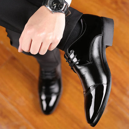 Men Dress Shoes Patent Leather Oxford Shoes Male Formal Big Size 38-48 Handsome Men Pointed Toe for Wedding