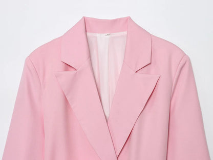 Women Notched Lapel Blazer with Floral Rose Belt Waist Tie Slim Long Sleeve Suit Jacket