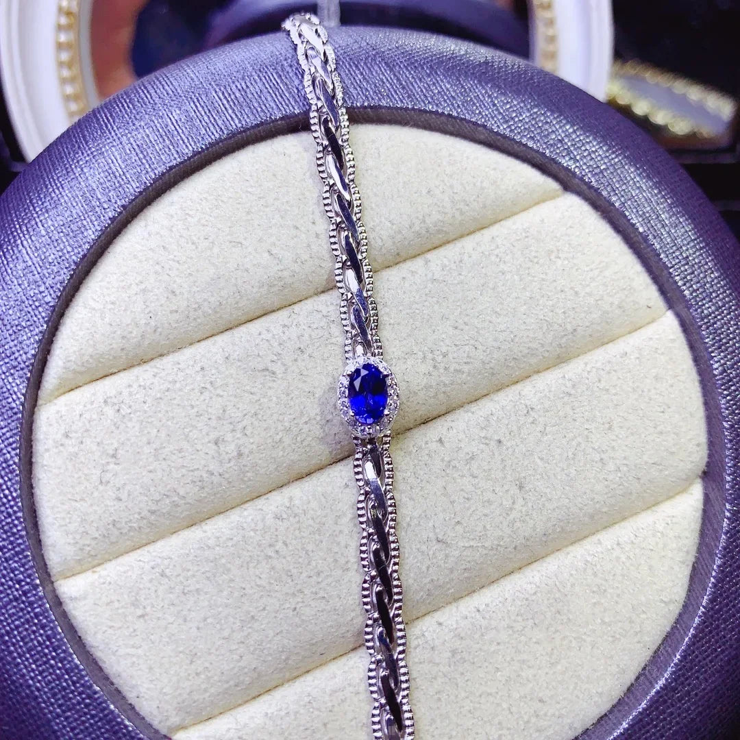 Natural sapphire 925 Sterling silver high definition bracelet Ladies Color Beautiful Exquisite special price free mailing