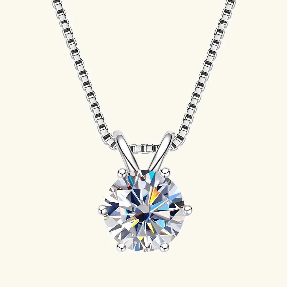 Moissanite Pendant Necklace 0.5-3CT D Color VVS1 6 Prong 925 Sterling Silver 18K Gold Plated Solitaire Necklace