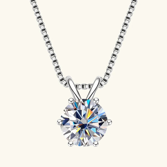Moissanite Pendant Necklace 0.5-3CT D Color VVS1 6 Prong 925 Sterling Silver 18K Gold Plated Solitaire Necklace