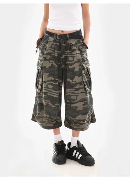 Summer Women Tomboy Camouflage Japanese Abi Jorts Jean Y2K 2000s Aesthetic Capri Pants Harajuku Denim High Street Goblin Core