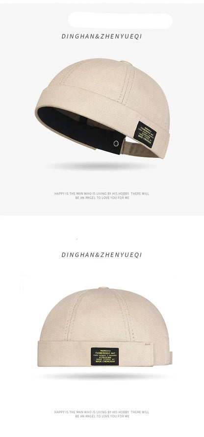 Brimless Hat for Men Women Cotton Classic Solid Color Beanie Beaded Hip Hop Hat for Outside Cycling Riding Activities